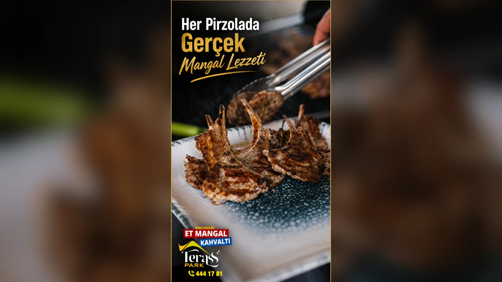 Gerçek mangalda pişen Terass Park kuzu pirzolaları